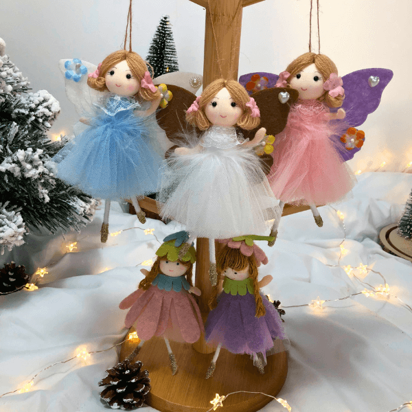 Handmade butterfly and flower dolls