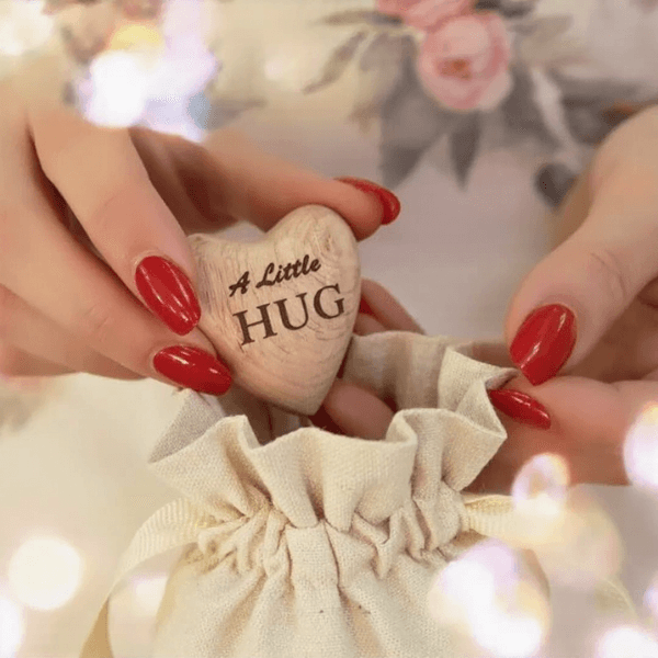 A Little Hug Wooden Heart – Pocket Hug Gift With Cotton Bag