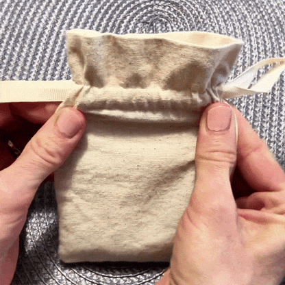 Hand-Engraved Beechwood Heart with a Natural Cotton Keepsake Pouch
