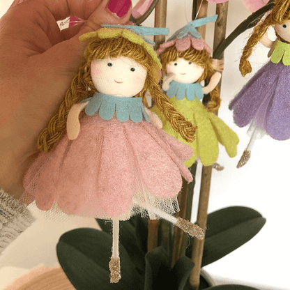 Handmade flower doll ornaments - for springtime smiles & warmth
