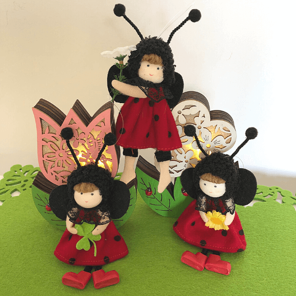 Handmade ladybug dolls – for good fortune & cheer
