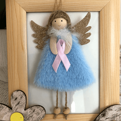 Handmade angels with pink ribbon – for courage & support